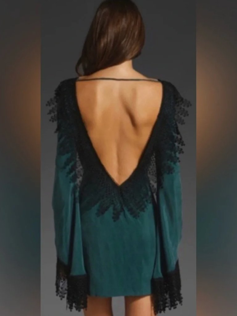 For Love And Lemons Roosevelt Dress Xs Green & Black